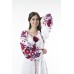 Boho Style Ukrainian Embroidered Dress "Boho Birds" red on white 